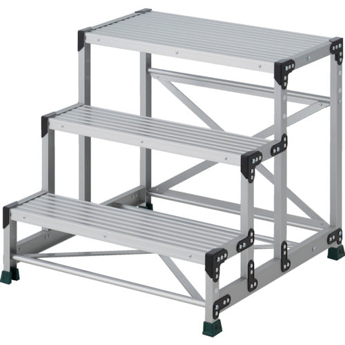 ＴＲＵＳＣＯ　作業用踏台　３段　　ステップ奥行２００　高さ０．７５ｍ　天板８００Ｘ４００　TSF-3875　1 台