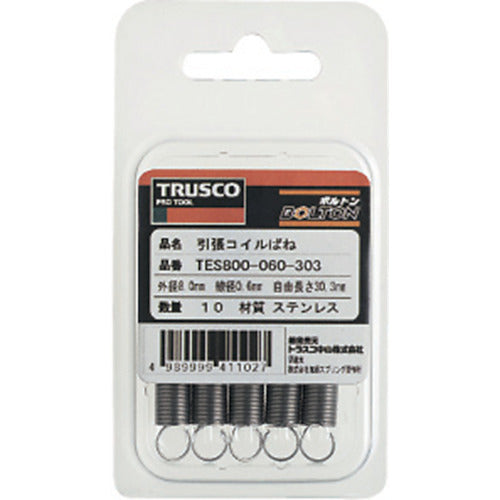 ＴＲＵＳＣＯ　【売切り廃番】ＴＲＵＳＣＯ　引張コイルばね　Ｄ５．０Ｘｄ０．６０ＸＬ１８．３　２０個入　TES500-060-183　1 PK