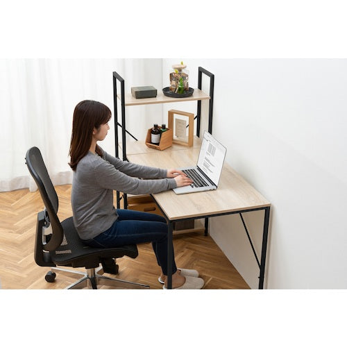 ＩＲＩＳ　５７４２１９　ラック付きデスク　１２００×６２０　ライトナチュラル／ブラック　RDK-1262-NB　1 台