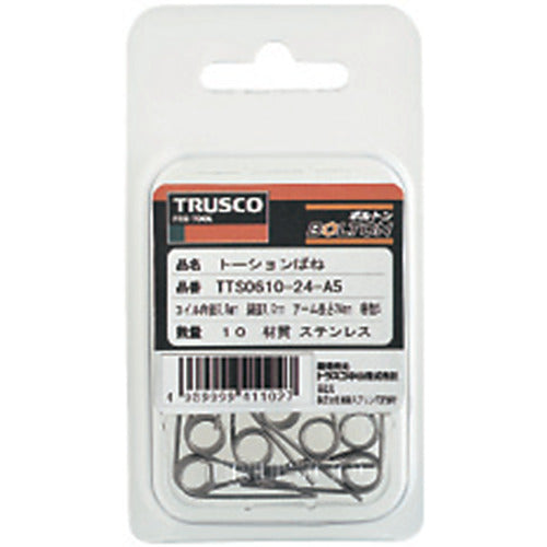 ＴＲＵＳＣＯ　【売切り廃番】ＴＲＵＳＣＯ　トーションばね　Ｄ３ＸＬ１２　角度９０　２巻　２０個入　TTS0303-12-A2　1 PK