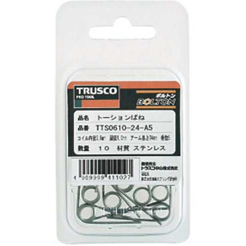 ＴＲＵＳＣＯ　【売切り廃番】ＴＲＵＳＣＯ　トーションばね　Ｄ３ＸＬ１２　角度１８０　２巻　２０個入　TTS0303-12-C2　1 PK