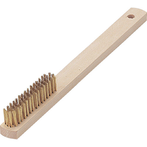 TRUSCO Wooden Handle Brass Brush 4 Rows Brass TB-5008-10 1 Piece