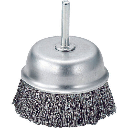 ＴＲＵＳＣＯ　軸付カップブラシ　φ７５Ｘ軸６　ステンレス線　線径０．３　TB-6643　1 個