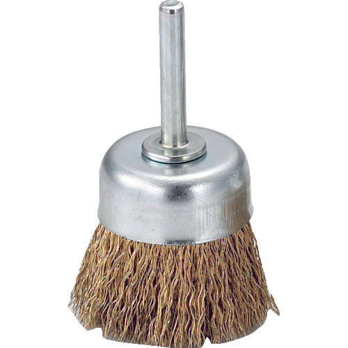 ＴＲＵＳＣＯ　軸付カップブラシ　φ５０Ｘ軸６　真鍮メッキ鋼線　線径０．２５　TB-6621　1 個