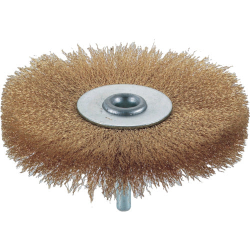 TRUSCO Shaft Wheel Brush φ100 x Shaft 6 Brass Wire Diameter 0.15 TB-6254 1 pc