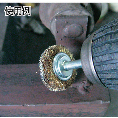 TRUSCO Shaft Wheel Brush φ32 x Shaft 6 Brass Plated Steel Wire Wire Diameter 0.25 TB-6201 1 pc