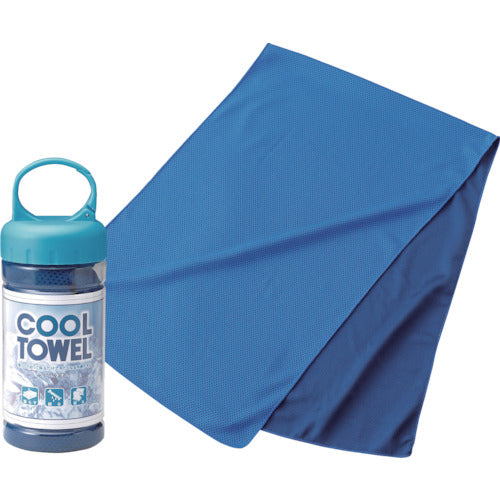 緑十字　冷感タオル　クールタオル（カラビナボトル付）　ブルー　３００×９５０ｍｍ　　375670　1 枚