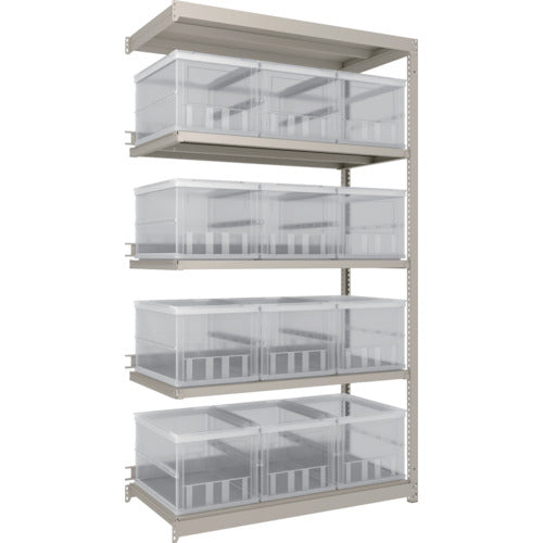 TRUSCO Steel Rack M1.5 Type Light-Medium Duty Shelf Oricon Storage Type H2100 x W1160 x D595 50L x 12 TSK-O50B Transparent x 12 pcs. Connected M1.5-7465-50LX12B 1 Unit
