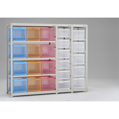 TRUSCO Steel Rack M1.5 Type Light-Medium Duty Shelf Oricon Storage Type H2100 x W1160 x D595 50L x 12 TSK-O50B Transparent x 12 pcs. Connected M1.5-7465-50LX12B 1 Unit