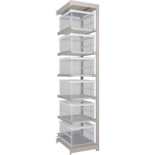 TRUSCO Steel Rack M1.5 Type Light-Medium Duty Shelf Oricon Storage Type H2100XW430XD595 TSK-O40B Transparent x 6 pcs. Connected M1.5-7162U5-40LX6B 1 Unit
