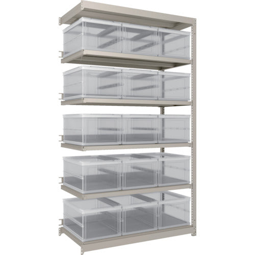 TRUSCO Steel Rack M1.5 Type Light-Medium Duty Shelf Oricon Storage Type H2100XW1160XD595 TSK-O40B Transparent x 15 pcs. Connected M1.5-7466-40LX15B 1 unit