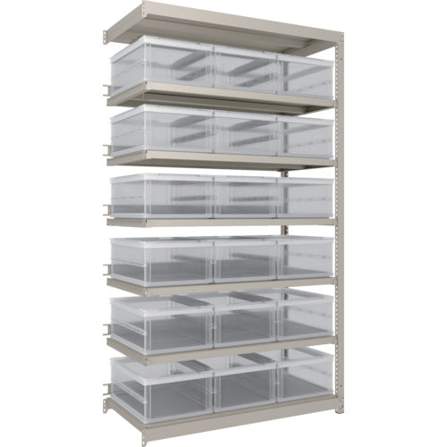 TRUSCO Steel Rack M1.5 Type Light-Medium Duty Shelf Oricon Storage Type H2100XW1160XD595 TSK-O30B Transparent x 18 pcs. Connected M1.5-7467-30LX18B 1 unit
