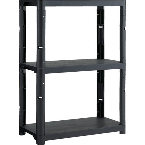 ＴＲＵＳＣＯ　プラ棚　高さ１２２９−３段タイプ　コーナーキャップ４個付　つや消しブラック　TPT-4343C-MBK　1 台