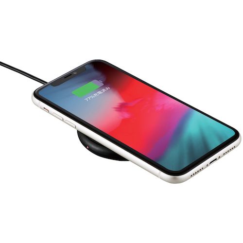 ELECOM Wireless Qi Charger 5W Compact Desktop Cable 1m Black W-QA16BK 1 pc