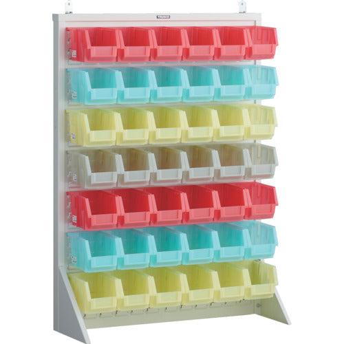 TRUSCCO 패널 컨테이너 랙 편면식・마루치 타입・컨테이너 반투명 사양 910×320×H1240 화이트 중×42 T-1242N-SK-AW 1대