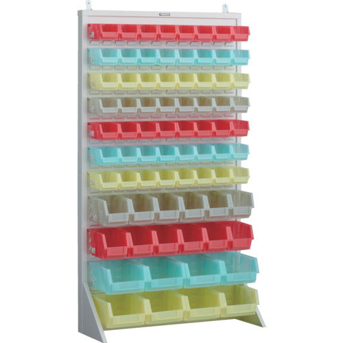 TRUSCO Panel Container Rack, Single-sided, Floor-standing, Semi-transparent Container, 910 x 320 x H1600, White, Small x 56, Medium x 12, Large x 8, T-16227N-SK-AW, 1 Unit