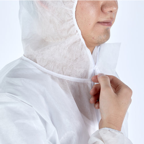 TRUSCO [Sold out and discontinued] ECO nonwoven disposable protective clothing, hooded overalls, M size, 60g mesh, no coating, TRV2ECO60-M, 1 unit