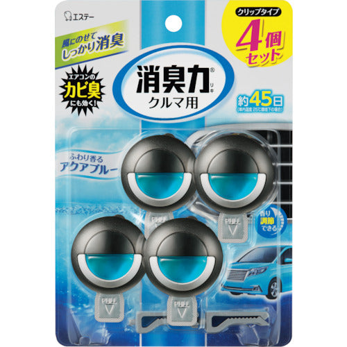 에스테이 자동차의 탈취력 클립 타입 4개 세트 아쿠아 블루 ST12874 1개