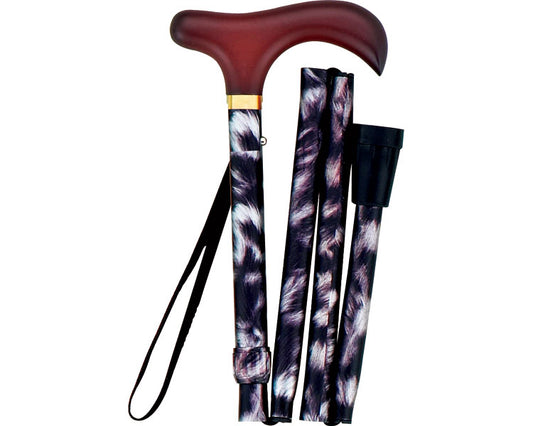 Folding Compact Walking Stick Flower Pattern / 55-F2 Flower Pattern BK 1 pc