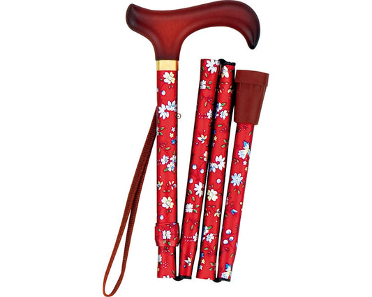 Folding Compact Walking Stick Flower Pattern / 55-F5 Flower Pattern R 1 pc