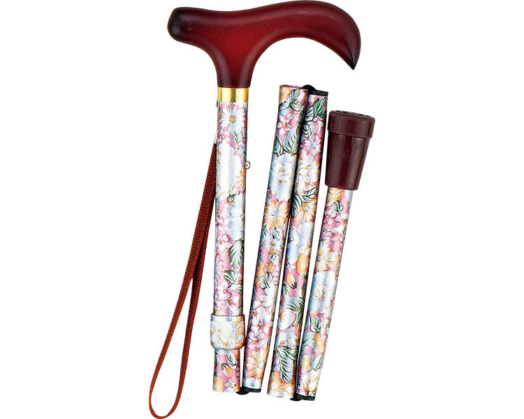 Folding Compact Walking Stick Flower Pattern / 55-F8 Flower Pattern Y 1 pc