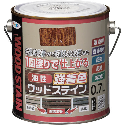 アサヒペン　油性強着色ウッドステイン　０．７Ｌ　チーク　538758　1 缶