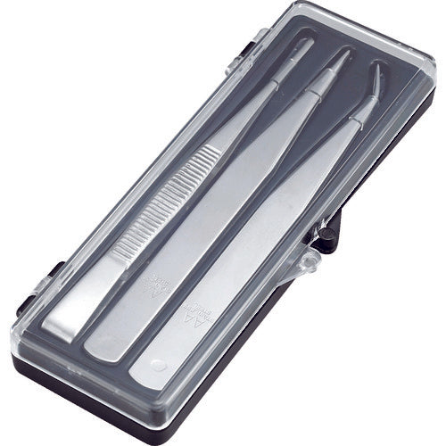 TRUSCO Stainless Steel Tweezers 3-Piece Set TSP-93 1 S