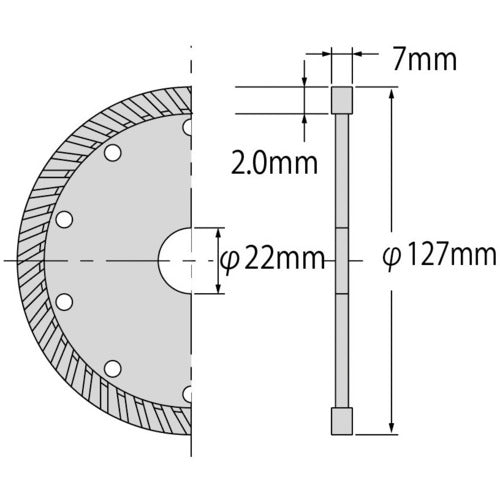 エビ　ダイヤモンドカッター　（乾式）切断王　ウェーブタイプ　１２７ｍｍ　WA125　1 枚