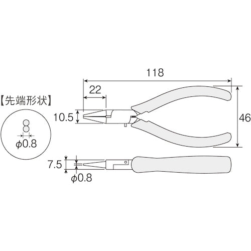 ＨＯＺＡＮ　ミニチュアラジオペンチ　ミニチュア丸ペンチ　全長１１８ｍｍ　P-39　1 丁