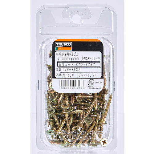 ＴＲＵＳＣＯ　内装用木工ビス　クロメート　Ｍ３．８Ｘ３２　１２０本入　TMB-3832　1 PK