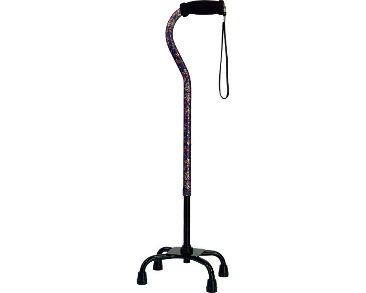 Quad Cane Stylish 4-point Low Type / 71-FD4 Navy Floral Pattern 1 Piece