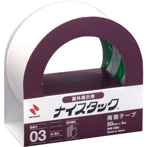 Nichiban Double-Sided Tape, Nicetack, for Outdoor Display, NW-N50, 50mm x 5m, NW-N50, 1 Roll