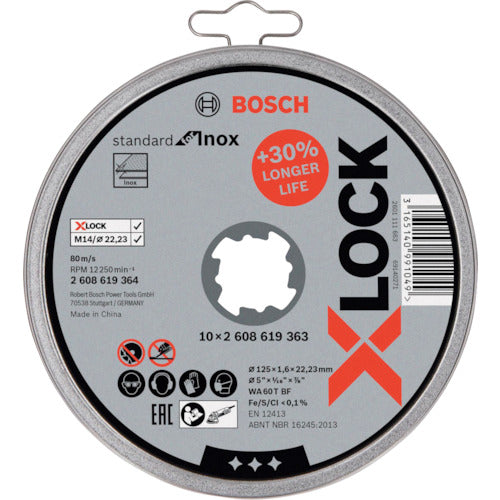 Bosch X-LOCK Cutting Wheel 125x1.6mm Stainless Steel Pack of 10 2608619364 1 PK