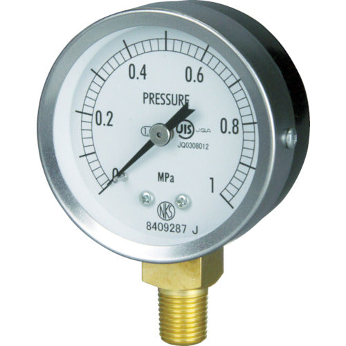 長野　ＪＩＳ汎用形圧力計Ａ枠（テーパー）　圧力レンジ（ＭＰａ）：０．０〜０．１６　GS50-171-0.16MP　1 個