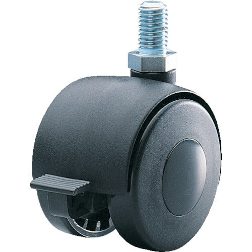 YUEI Screw-in type Swivel Double Wheel Caster Nylon Wheel diameter 50mm With stopper OTHERS P type Screw size M12 x 22 Pitch 1.75 P-50TS 1 piece