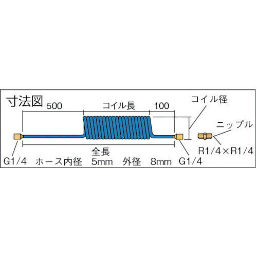 ＴＲＵＳＣＯ　ウレタンコイルホース　２．０ｍ　ブルー　TUNA-3　1 本