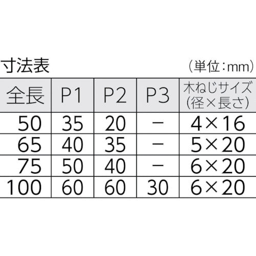 ＴＲＵＳＣＯ　ステンレス重量平型蝶番　全長１００ｍｍ　（１個＝１袋）　TLS-100F　1 個