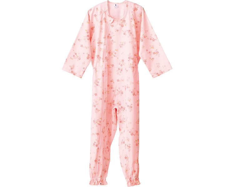 Nursing overalls (front opening) L / 403420 Pink/Sakura pattern 1 piece