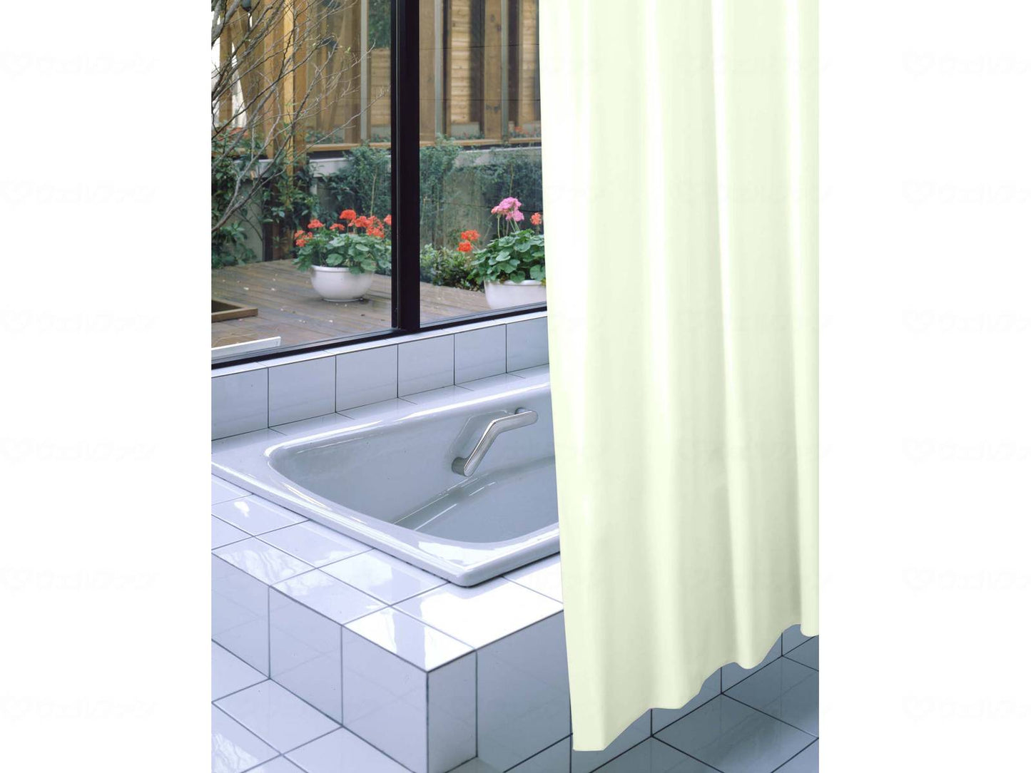 Meiwa Gravure Flame Retardant Bath Curtain Light Green 130 x 178 cm