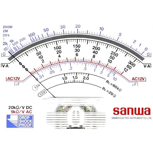 ＳＡＮＷＡ　アナログマルチテスタ　保護ケース一体型　SP-18D　1 台