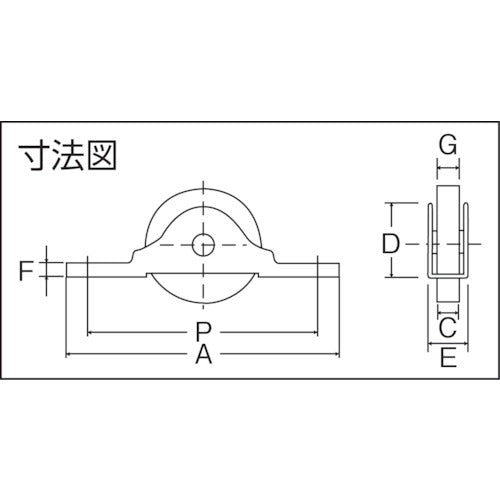 ＴＲＵＳＣＯ　ステンレス　ベアリング戸車（木製建具用）　平型（コ型枠）　Φ３０　（２個入）　THS-15-30F　1 袋