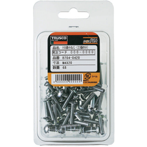 ＴＲＵＳＣＯ　トラス頭小ねじ　三価白　全ネジ　Ｍ５×１６　５３本入　B704-0516　1 PK