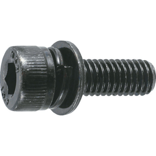 TRUSCO Washer Assembled Hexagonal Socket Bolt I=3 Trivalent Black M4 x 25 7 Pieces (with Spring Washer + ISO Washer) B877-0425 1 PK