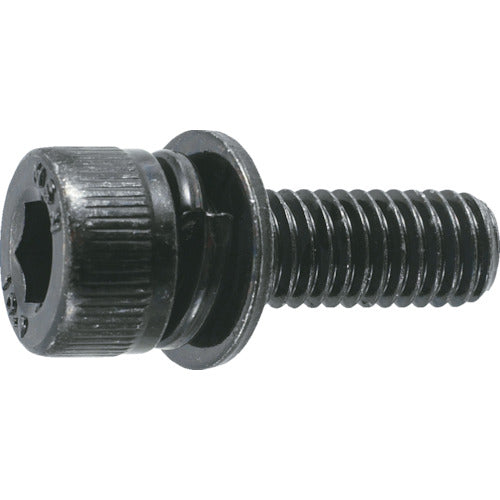 TRUSCO Washer Assembled Hexagonal Socket Bolt I=3 Trivalent Black M5 x 15 8 Pieces (with Spring Washer + ISO Washer) B877-0515 1 PK