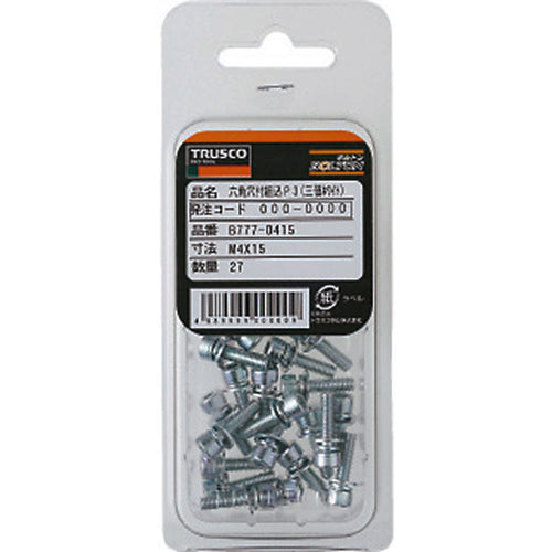 TRUSCO 와셔 조립 육각구멍부착 볼트 I=3 3가백 M3×6 14개입 (스프링 와셔+ISO 와셔 부착) B777-0306 1 PK