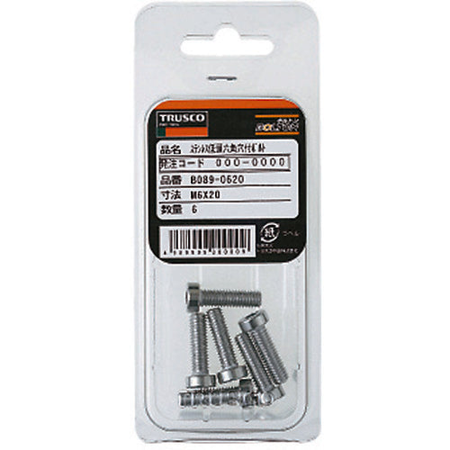 ＴＲＵＳＣＯ　低頭六角穴付ボルト　ステンレス　全ネジ　Ｍ３×６　１７本入　／キャップボルト（ＣＡＰ）　B089-0306　1 PK