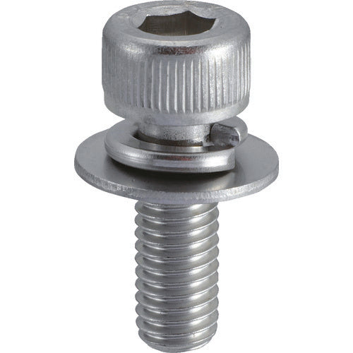 TRUSCO Washer Assembled Hexagonal Socket Bolt P=3 Stainless Steel M3 x 6 20 Pieces (Washer Assembled Cap Bolt with Spring Washer + JIS Washer) B078-0306 1 PK