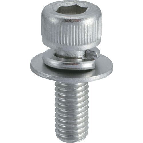 TRUSCO washer-equipped hexagon socket bolt P=3 stainless steel M3 x 10 19 pieces (washer-equipped cap bolt with spring washer + JIS washer) B078-0310 1 PK