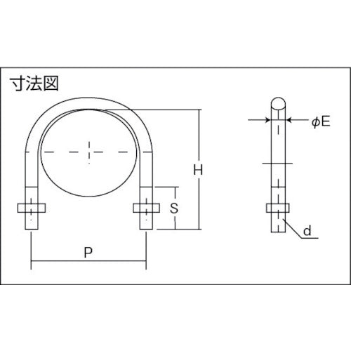 ＴＲＵＳＣＯ　ＰＣ管用Ｕボルト　ＳＵＳ３０４　呼び径２５Ａ　ねじ径Ｗ３／８　TPCU-BT25A-S　1 個
