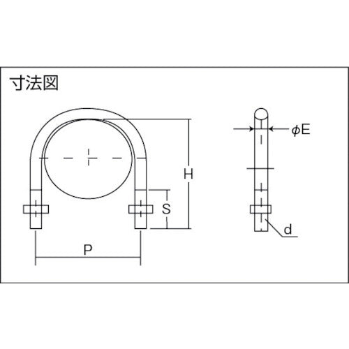 TRUSCO 【매진 폐번】 SGP용 U볼트 유니클로 호칭 직경 100A 나사 직경 W3/8 TSGP-BT100A 1개